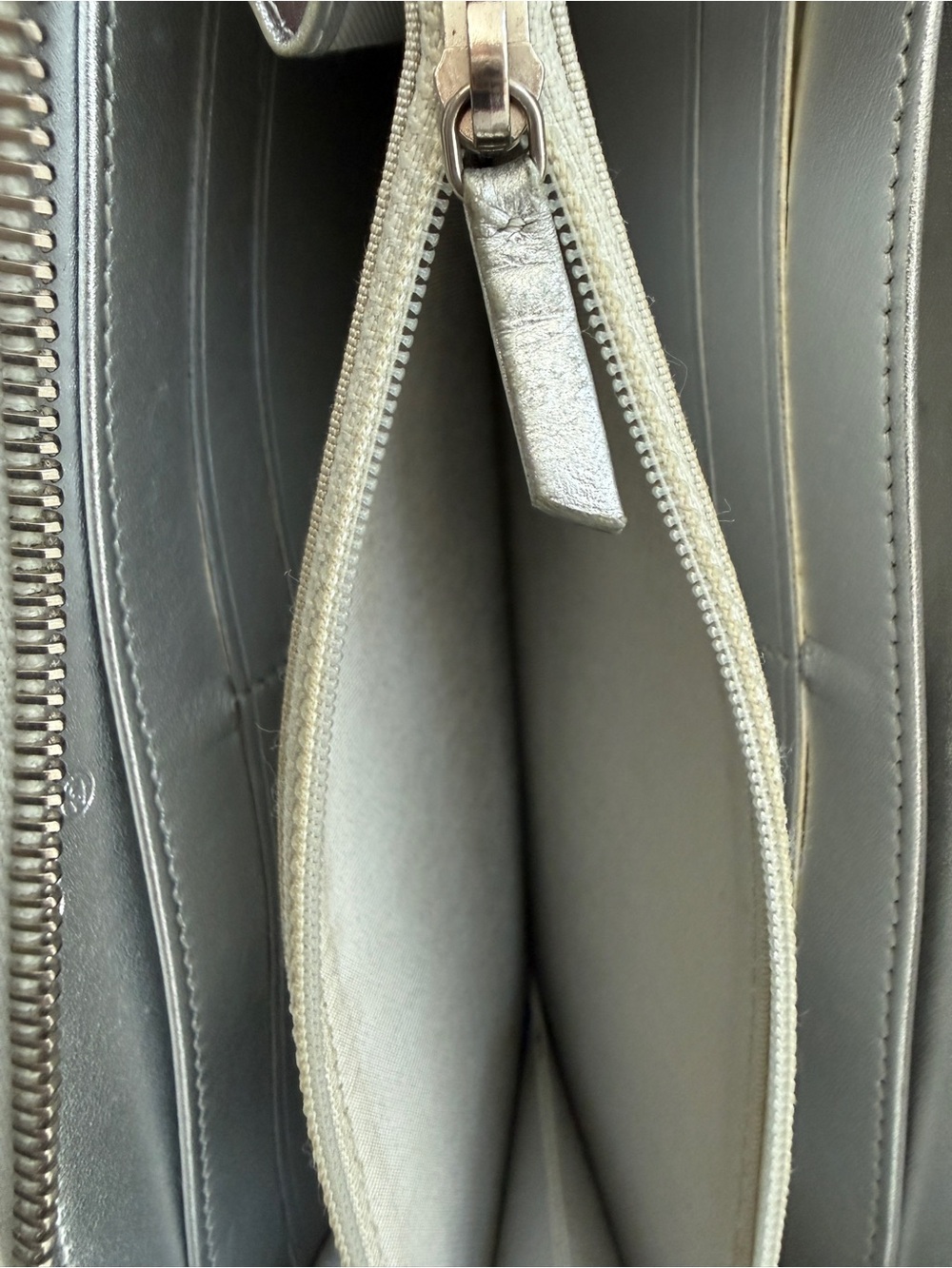 CHANEL Matelasse Silver Quilted Lambskin Zippy Long Wallet - Classic CC Hardware - Picture 10 of 15